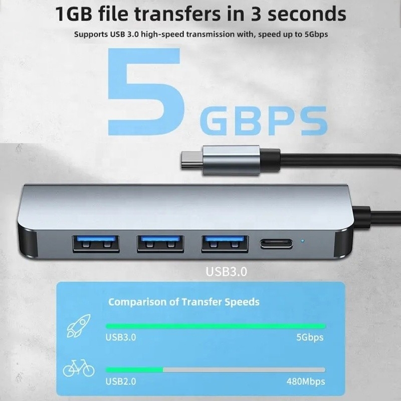 Hub de adaptador USB tipo C de 9 en 1 con carga de 100W PD y salida USB3.0 3 * USB2.0
