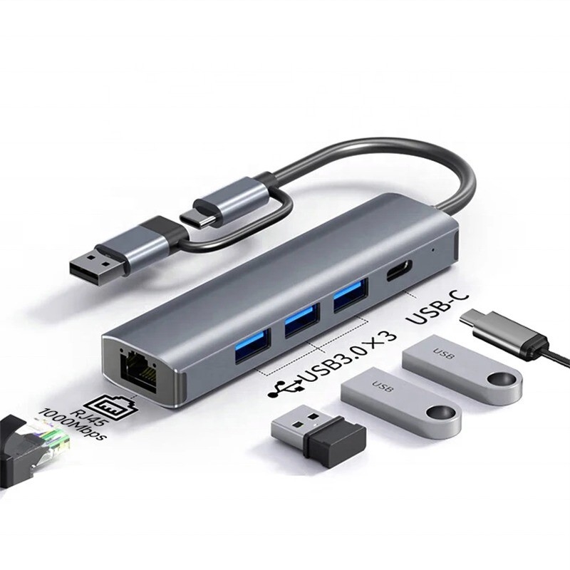 Estación de acoplamiento de USB C con interfaz USB 3.1 y Ethernet Gigabit RJ45