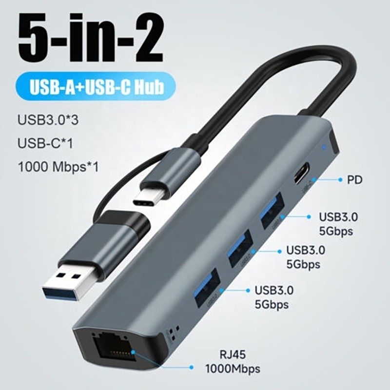 Estación de acoplamiento de USB C con interfaz USB 3.1 y Ethernet Gigabit RJ45