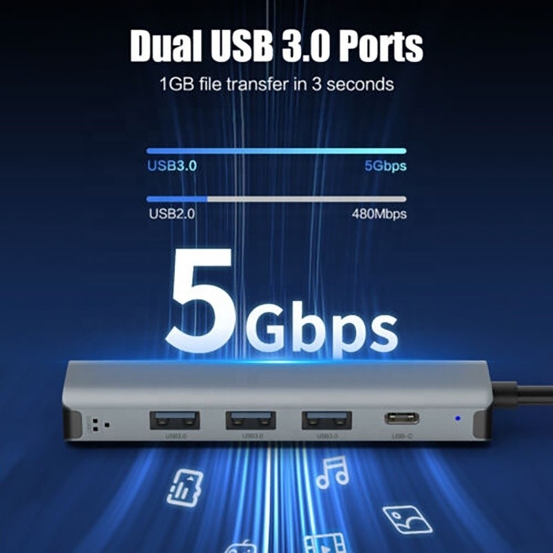 Estación de acoplamiento de USB C con interfaz USB 3.1 y Ethernet Gigabit RJ45