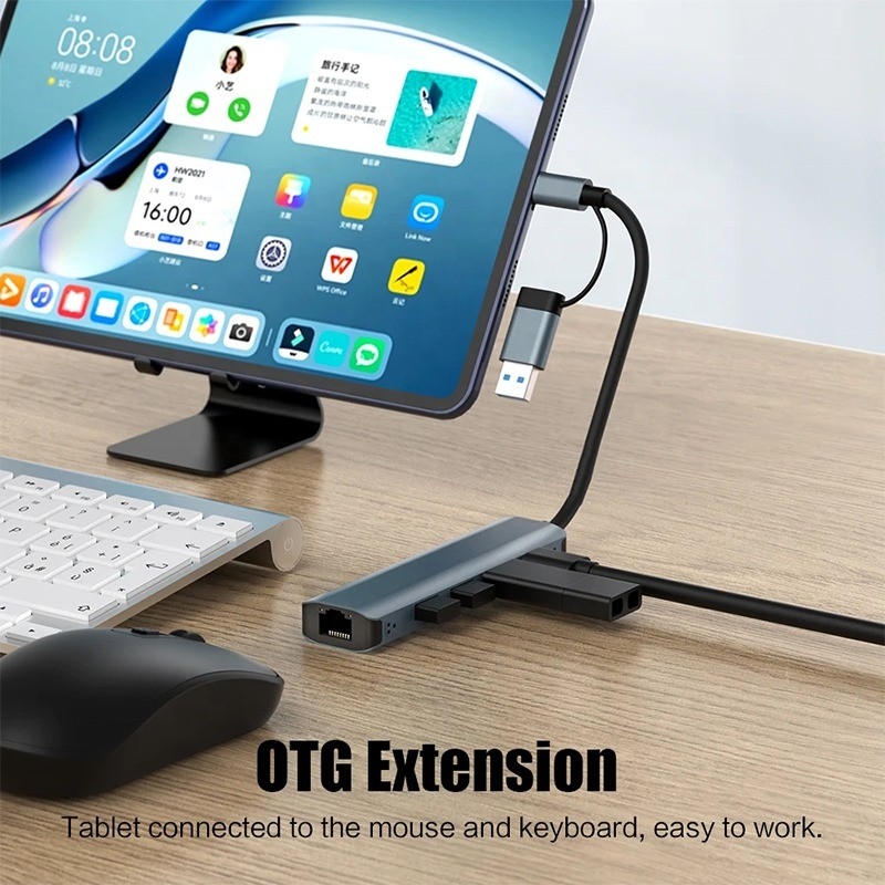 Estación de acoplamiento de USB C con interfaz USB 3.1 y Ethernet Gigabit RJ45
