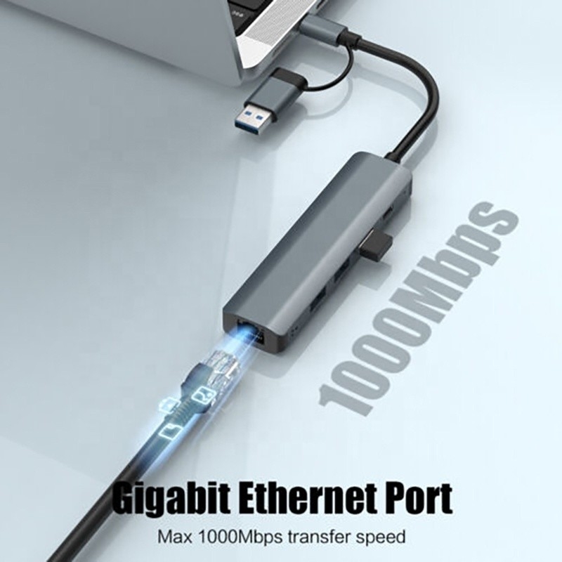 Estación de acoplamiento de USB C con interfaz USB 3.1 y Ethernet Gigabit RJ45