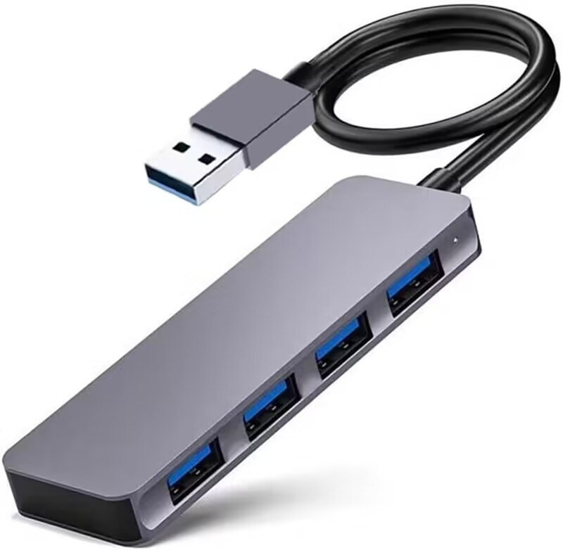 Alta velocidad 4 puertos USB 3.0 HUB 5Gbps USB C portátil con adaptador de alimentación para PC Mac Laptop