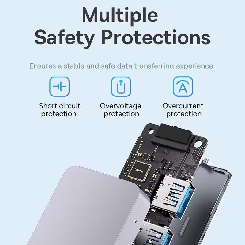 Alta velocidad 4 puertos USB 3.0 HUB 5Gbps USB C portátil con adaptador de alimentación para PC Mac Laptop