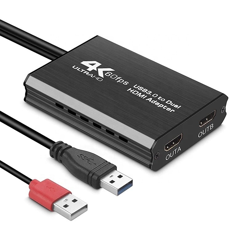 Convertidor de audio de salida USB 3.0 dual HDMI x2 sin blindaje convertidor para monitor de computadora portátil