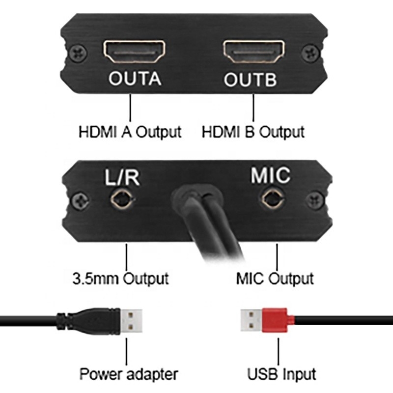 Convertidor de audio de salida USB 3.0 dual HDMI x2 sin blindaje convertidor para monitor de computadora portátil