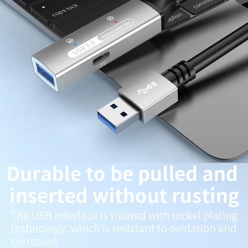 Extensión de USB 3.0 Hub Tipo A Cordón de datos masculino a femenino con USB C Hub de alimentación extra larga