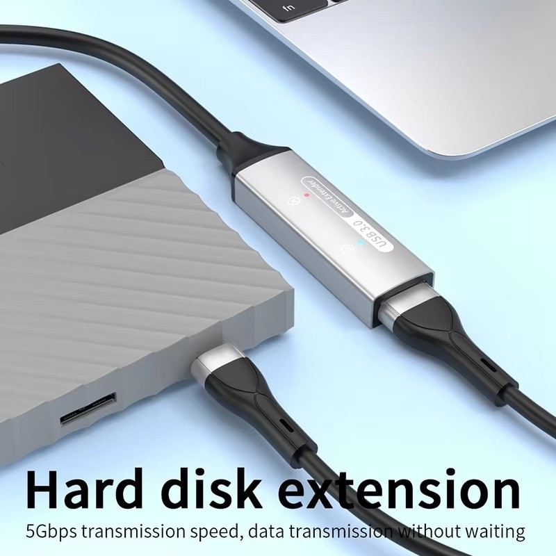 Extensión de USB 3.0 Hub Tipo A Cordón de datos masculino a femenino con USB C Hub de alimentación extra larga