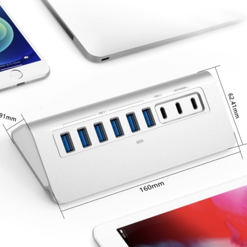 10 puertos USB C Hub portátil USB C Hub tipo C a 4 puertos USB A para PC tablet