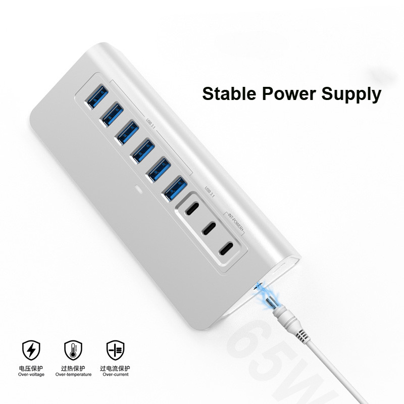 10 puertos USB C Hub portátil USB C Hub tipo C a 4 puertos USB A para PC tablet