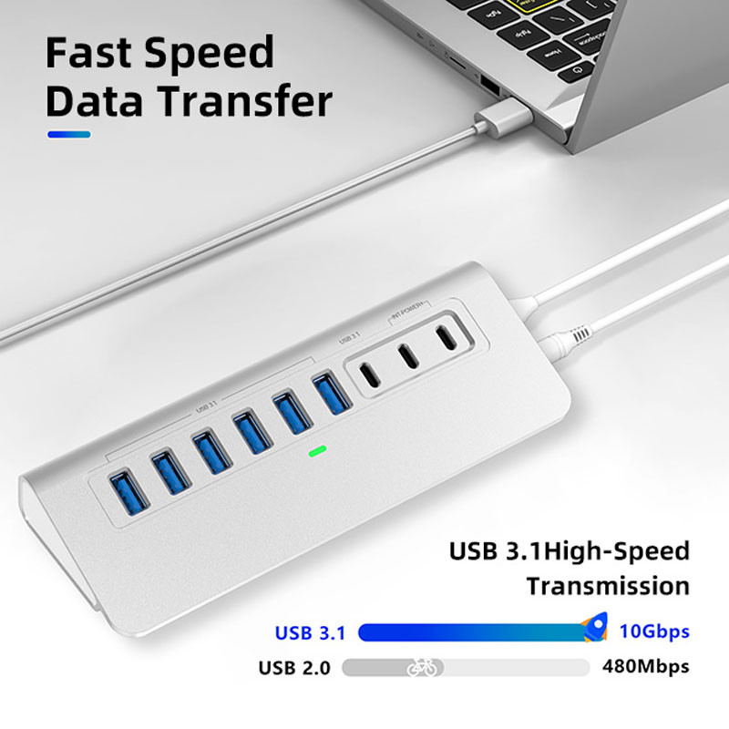 10 puertos USB C Hub portátil USB C Hub tipo C a 4 puertos USB A para PC tablet