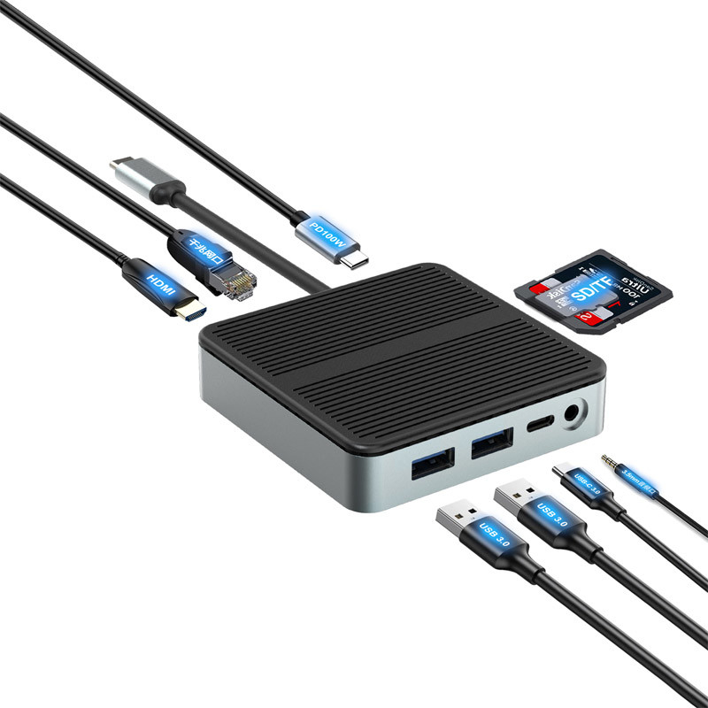 9 en 1 transferencia de datos de velocidad rápida USB 3.0 puerto hub tipo C puerto a adaptador HDMI
