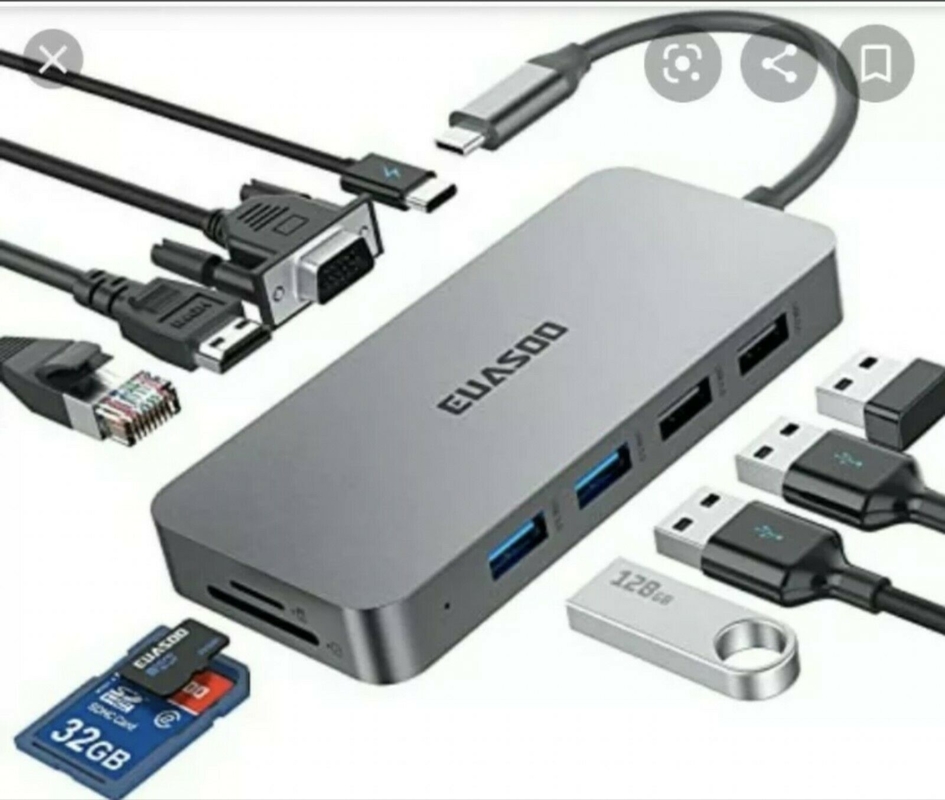 USB C Hub con HDMI y puerto de visualización, 13 en 1 USB C para el puerto de visualización Hub con 100W PD