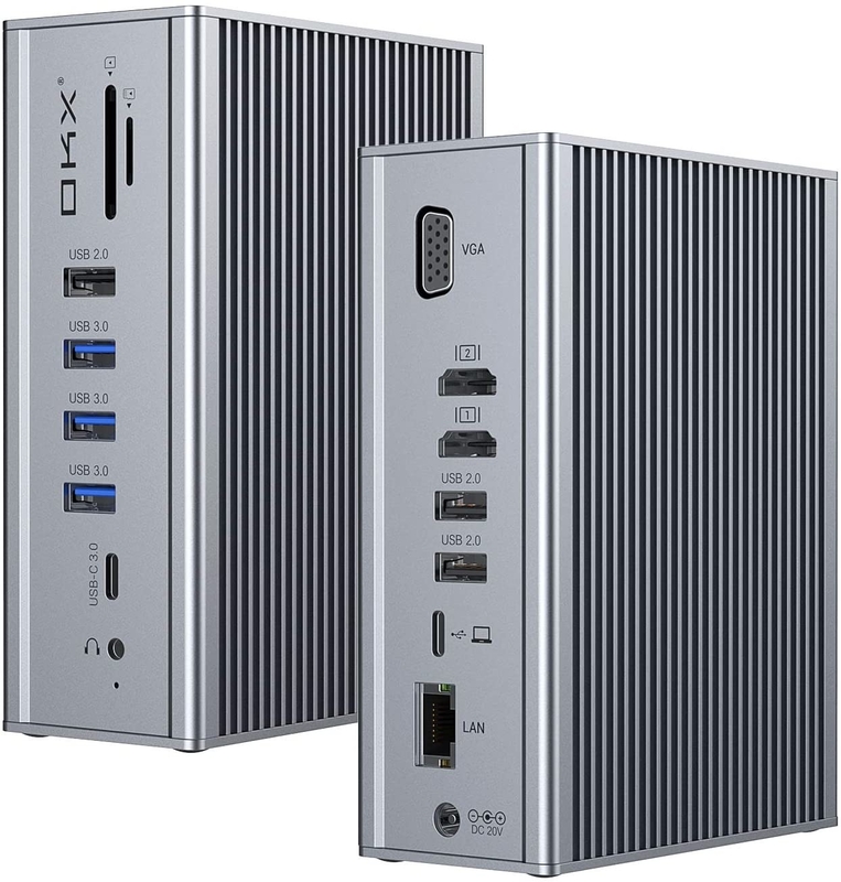 Estación de acoplamiento de portátil USB C Dual HD 4K 16-en-1 Estación de acoplamiento con soporte MST