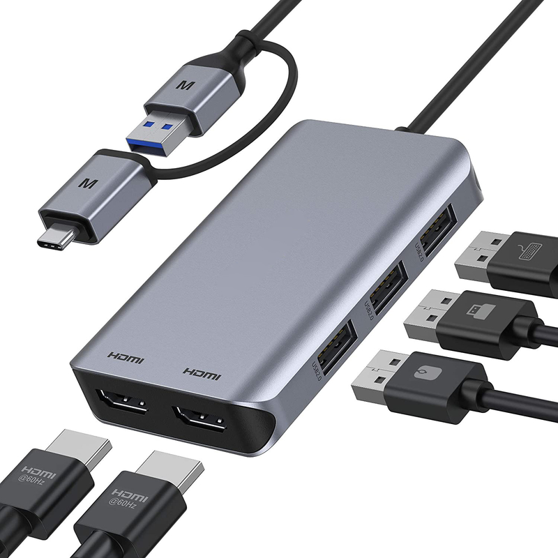 Interfaz USB 3.1 Tipo 10 en 1 Hub Tipo C para transferencia y carga de datos de alta velocidad