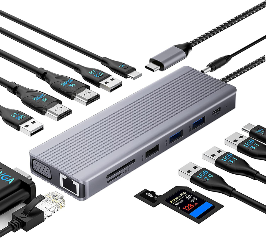 Largo personalizado Gris USB-C a HDMI 2.1 Adaptador 8K 60Hz para velocidad USB Tipo C 3.1 computadoras portátiles