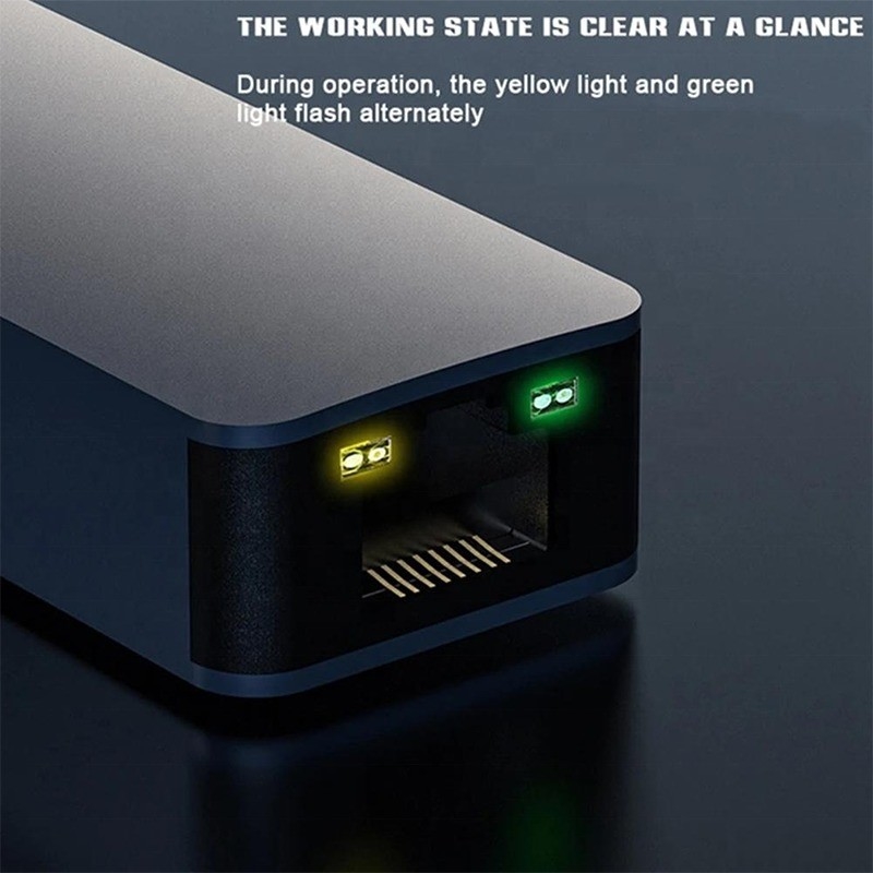 Adaptador Ethernet USB 3.0 tipo C de aluminio 2 en 1 para una conexión de red rápida y estable