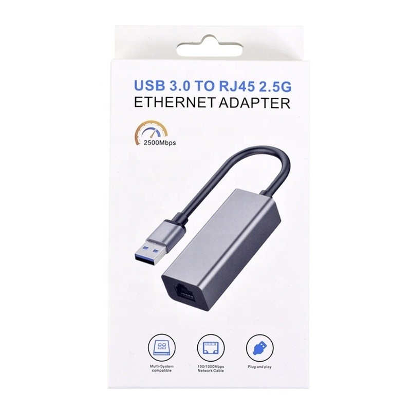 2500 Mbps Super velocidad 2.5G Adaptador de tarjeta de red USB 3.0 con 2.5G Gigabit Ethernet