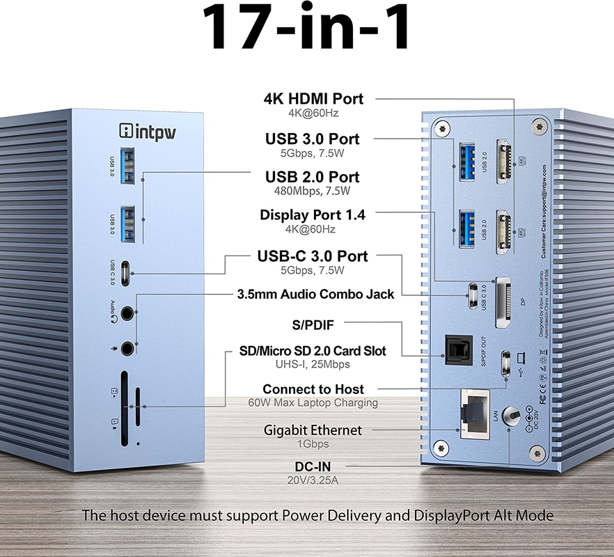 Logotipo OEM/ODM Thunderbolt Connection Hub para soporte de pantalla 4K y más allá