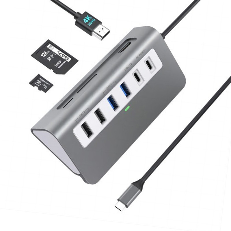 Estación de acoplamiento portátil 9 en 1 para portátil con lector de tarjetas SD HDMI 4K