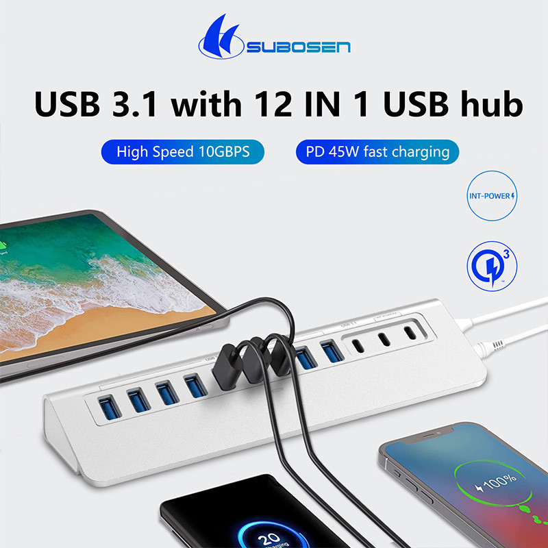 Port USB C para portátil Hub USB de alta velocidad 3.1 Hub Hub de carga USB C