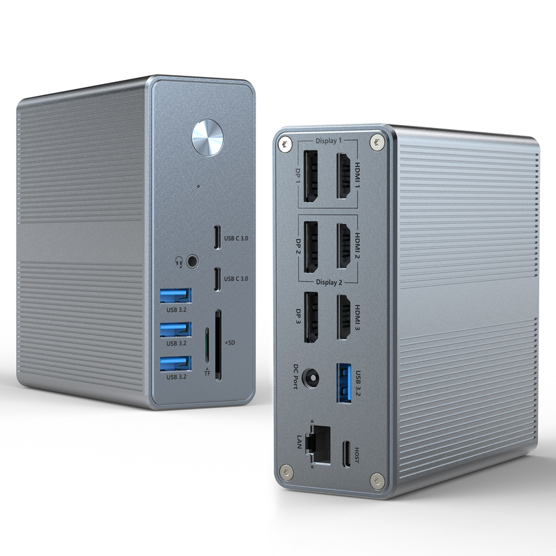 Estación de acoplamiento USB C de aleación de aluminio y material ABS con conectividad Plug and Play de lector de tarjetas SD / TF