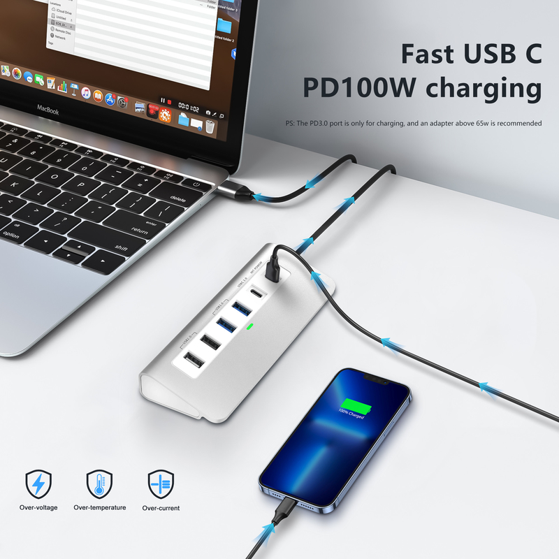 P9 USB C Hub 9 en 1 puertos USB-C Estación de acoplamiento y fácil conectividad Plug And Play