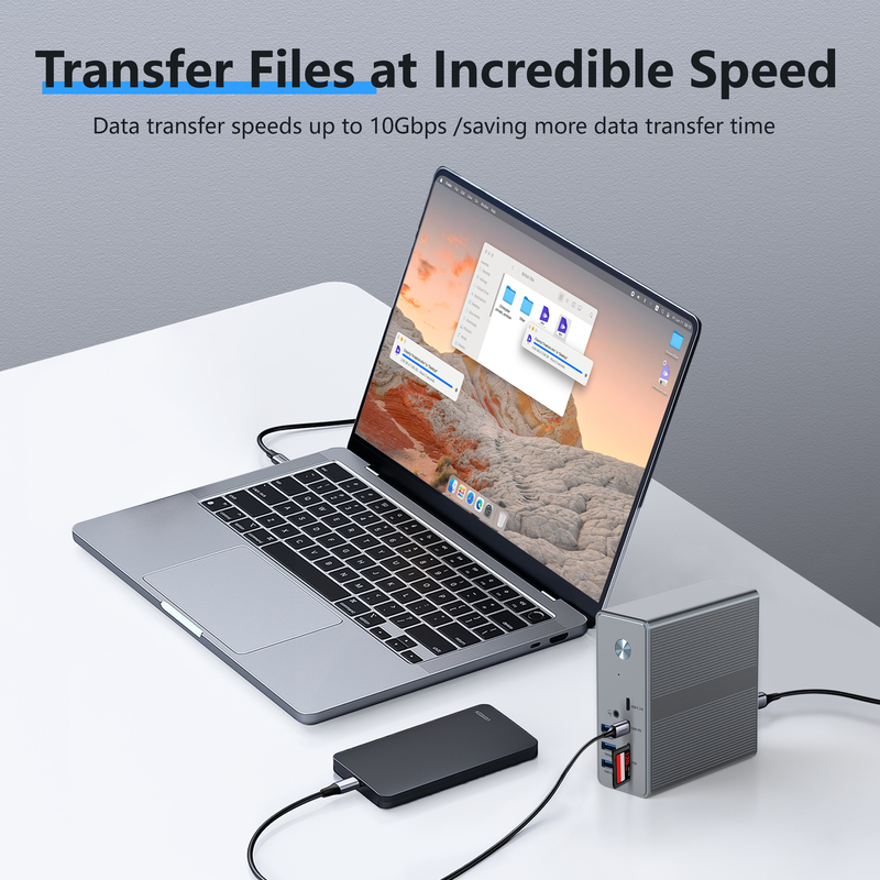 Estación de acoplamiento USB-C 18 en 1 Alta resolución hasta 4K con modo de extensión de enlace de pantalla