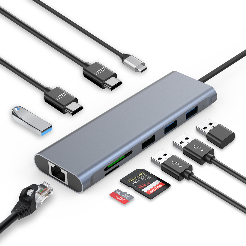Adaptador USB tipo C con puertos USB 3.0 y RU6A-H2