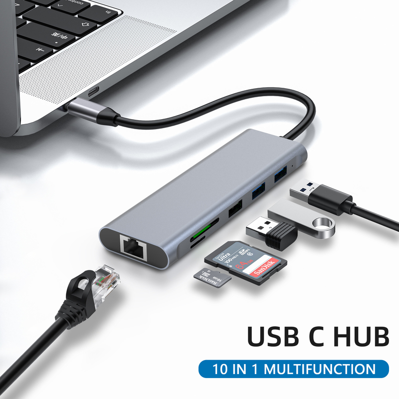 Adaptador USB tipo C con puertos USB 3.0 y RU6A-H2