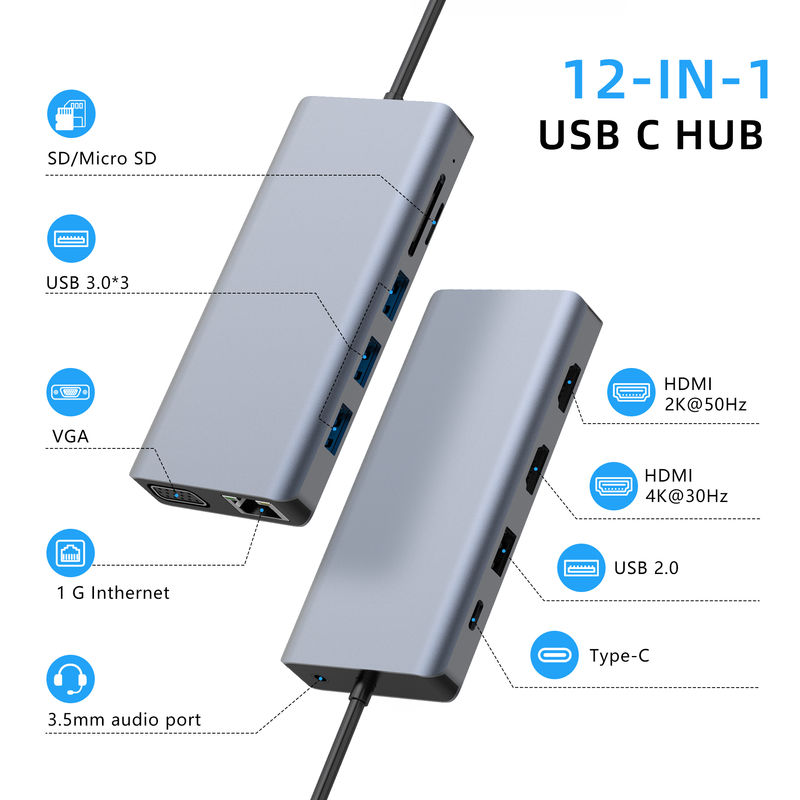 Estación de acoplamiento USB-C La combinación perfecta del tipo de interfaz USB 3.1 y la conectividad del puerto tipo C