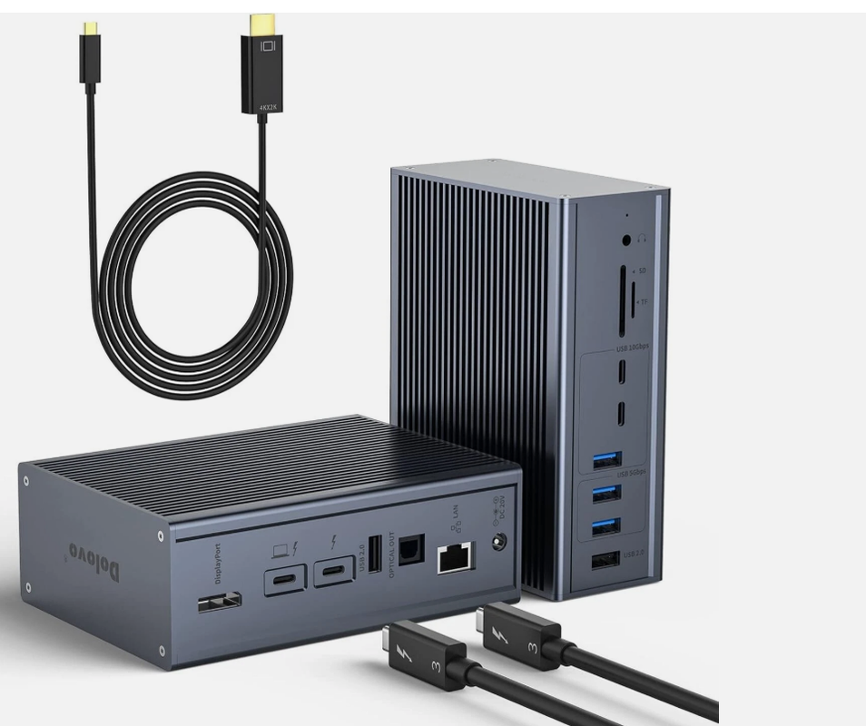 Estación de acoplamiento Thunderbolt 3 de 16 en 1 con velocidad de salida DP1.4 de 40 Gbps y carga PD de 65 W