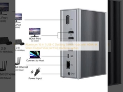Hubs de estación de acoplamiento USB-C de aluminio 16 en 1 con puerto VGA de salida de video HDMI 4K para portátil Macbook