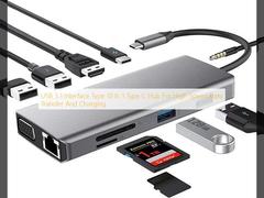 USB 3.1 Interface Type 10 In 1 Type C Hub For High Speed Data Transfer And Charging