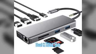 0 en adaptador HDMI dual K Hub USB C de 60 Hz